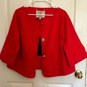 SIZE S, kinda fits likein between, a small /medium. Cute 3snap Shaw like jacket